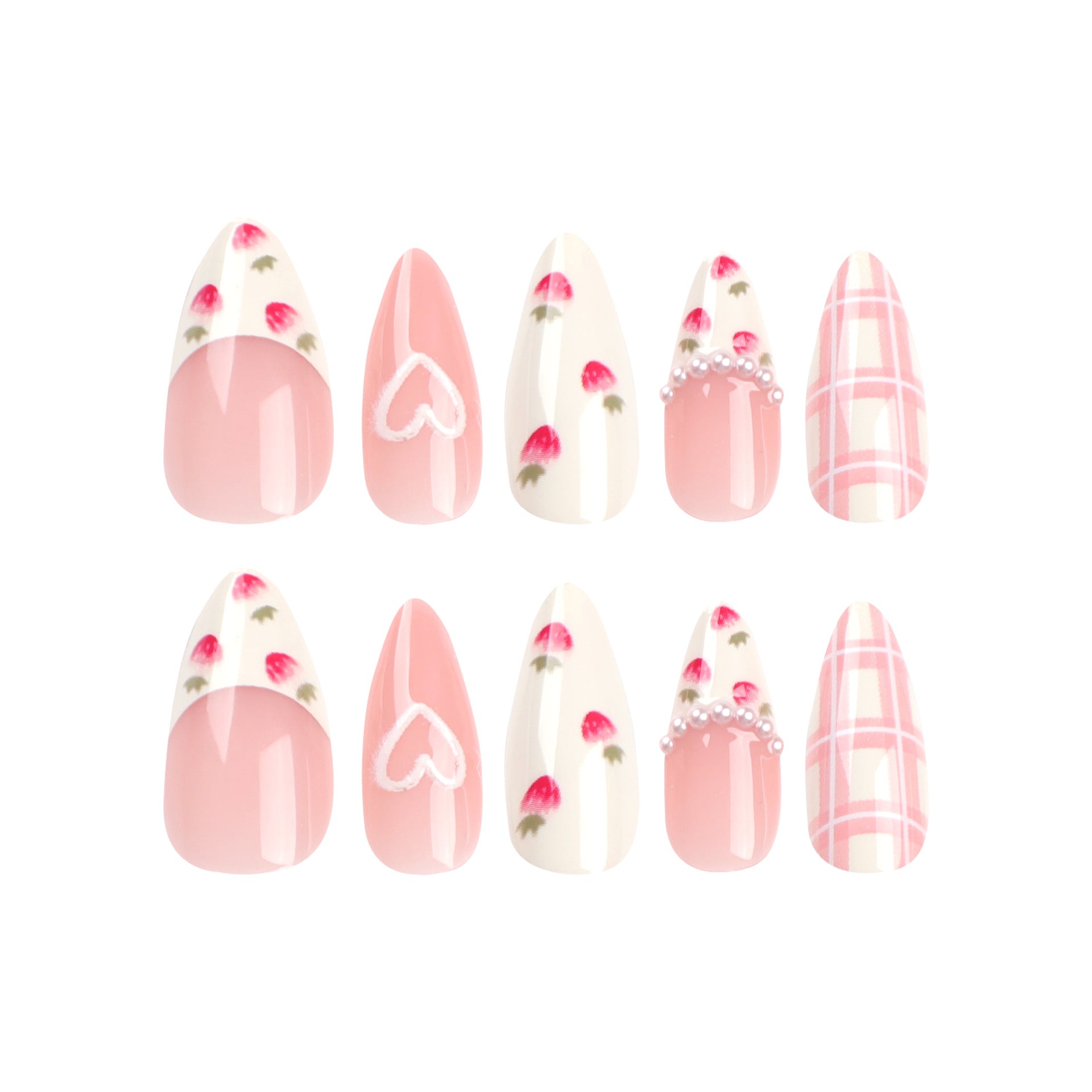 Wholesale Plastic Heart-shaped Strawberry Manicure Slices